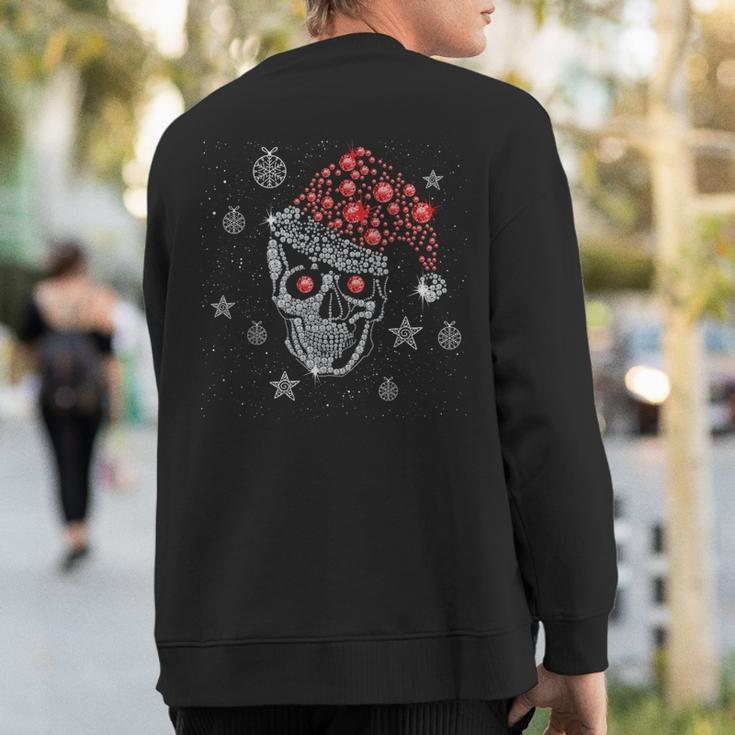 Sugar Skull With Santa Hat Christmas Pajama Xmas Sweatshirt Back Print