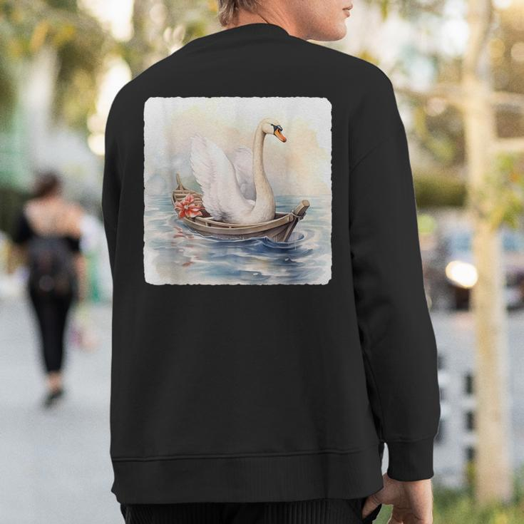 Swan Riding A Paddle Boat Concept Of Swan Using Paddle Boat Sweatshirt Back Print