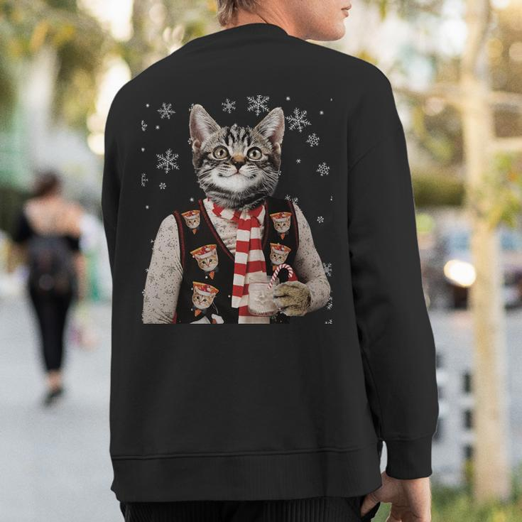 Ugly Sweater Party Hipster Cat Sweatshirt Back Print