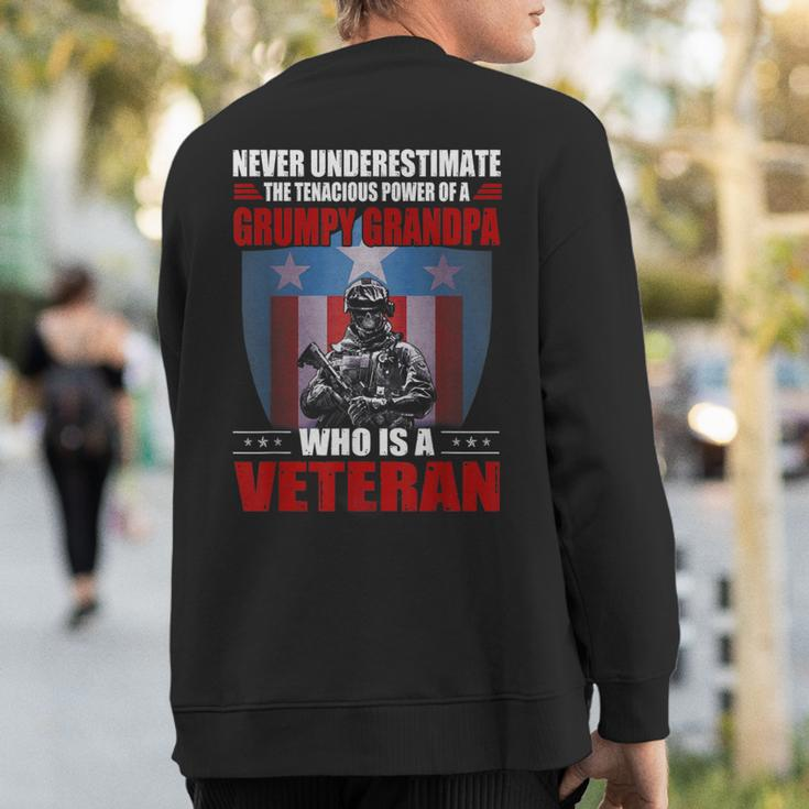Never Underestimate A Grumpy Grandpa Veteran Christmas Sweatshirt Back Print