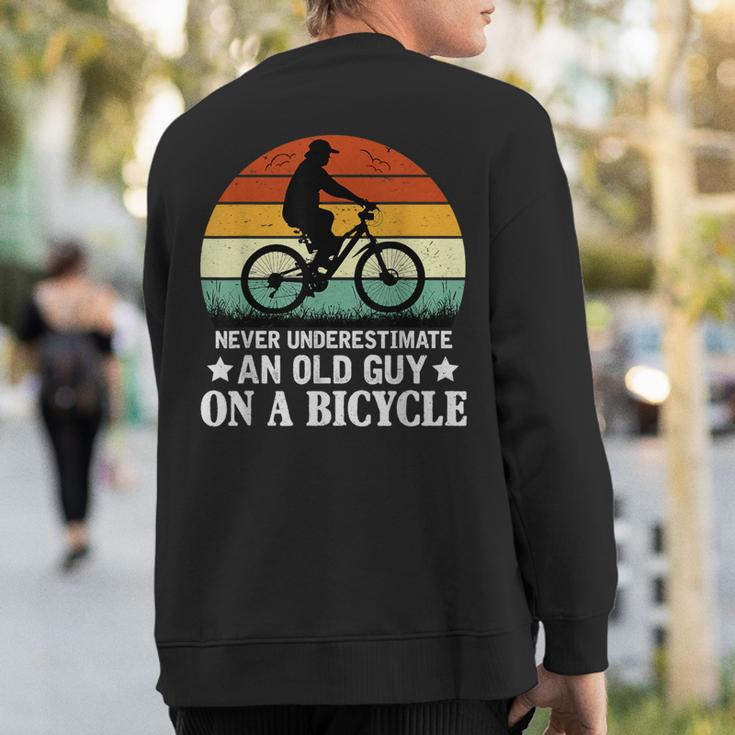 Never Underestimate An Old Guy On A Bicycle Cycling Sunset Sweatshirt Back Print