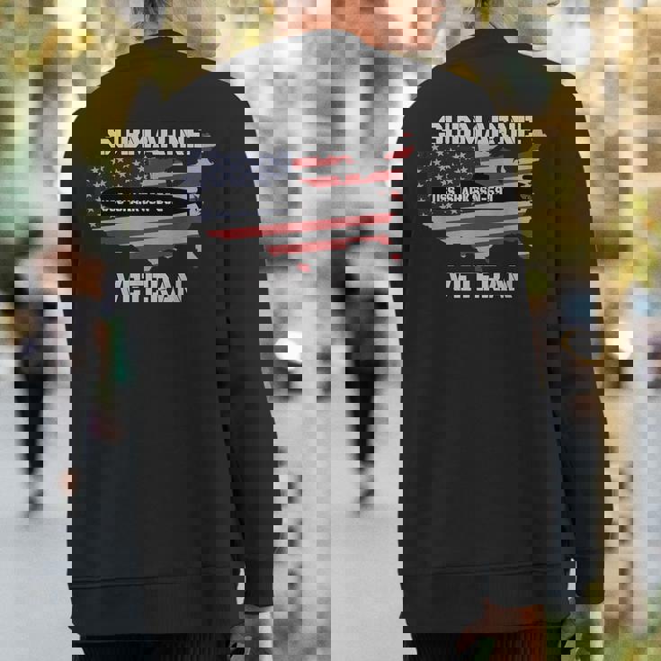 Uss Shark Ssn-591 Submarine Veterans Day Father Grandpa Dad Sweatshirt Back Print