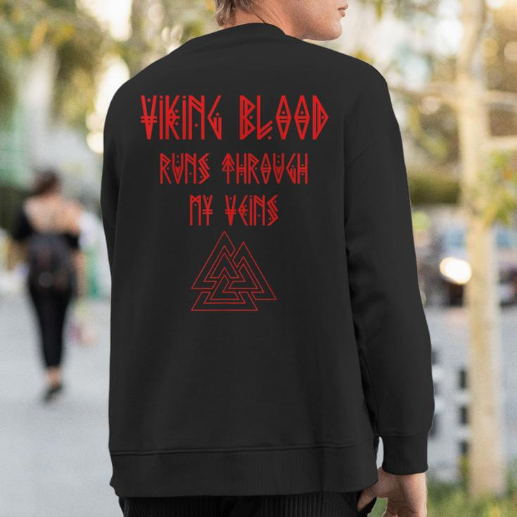 Viking Blood Runs Through My Veins Viking Runes Sweatshirt Back Print
