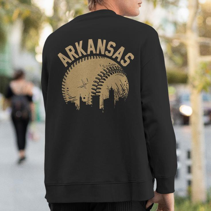 Vintage Usa State Fan Player Coach Arkansas Baseball Sweatshirt Back Print