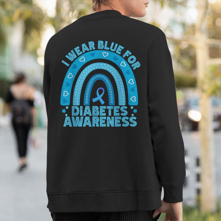 I Wear Blue For Diabetes Awareness Rainbow Diabetic Women Sweatshirt Back Print