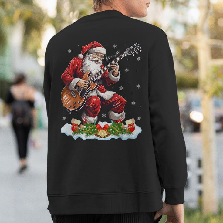 Xmas Guitarist Santa Playing Guitar Christmas Sweatshirt Back Print