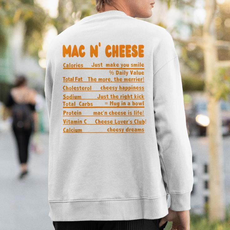 Thanksgiving Ingredients Sides Nutrition Facts Dinner Sweatshirt Back Print
