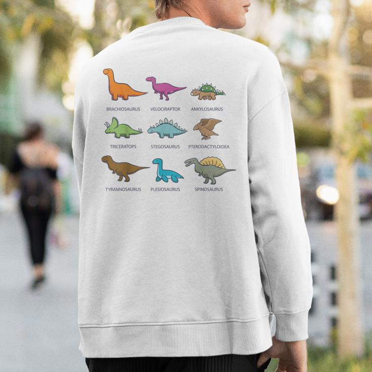 Types Of Dinosaurs Educational Sweatshirt Back Print