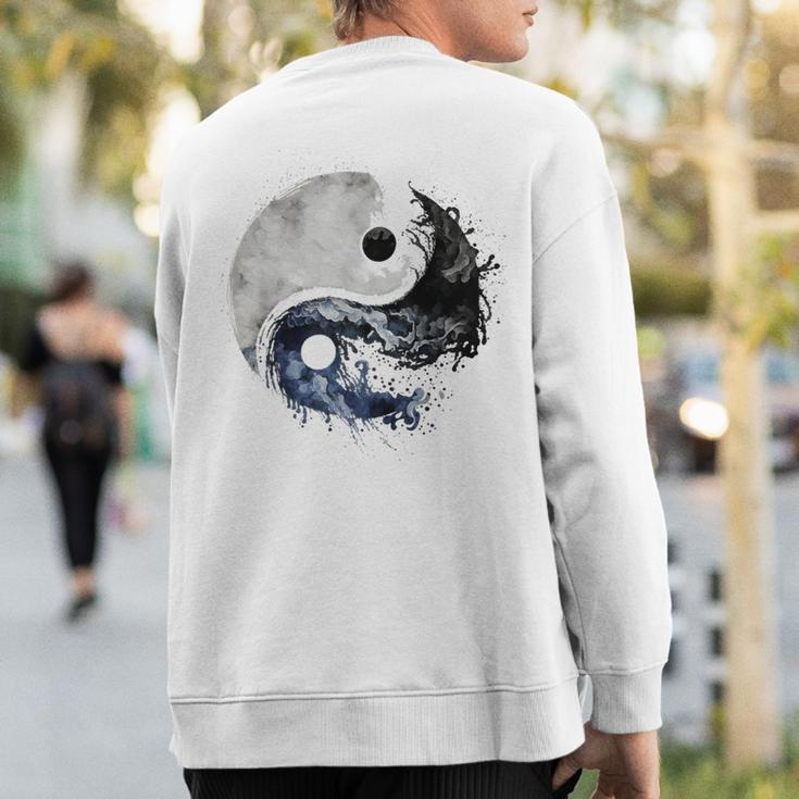 Ying Yang Balance Meditation Water Color Tai Chi Flow State Sweatshirt Back Print