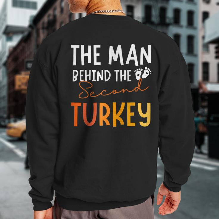 2Nd Pregnancy Announcement Thanksgiving Dad Turkey Baby 2023 Sweatshirt Back Print