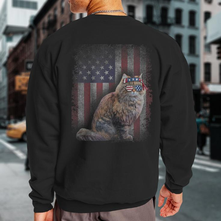 American Flag Best Ragamuffin Dad Ever Cat Dad Sweatshirt Back Print