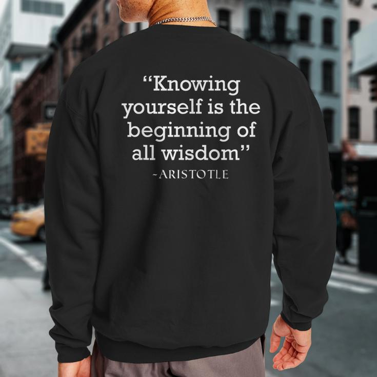 Aristotle Wisdom & Introspection Philosophy Quote Sweatshirt Back Print