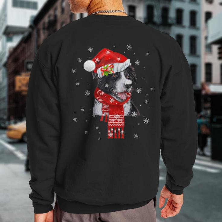Christmas Pajama Border Collie Costume Santa Hat Sweatshirt Back Print