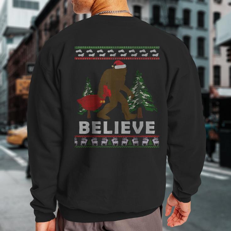 Christmas Sasquatch Santa Bigfoot Believe Yeti Xmas Sweatshirt Back Print