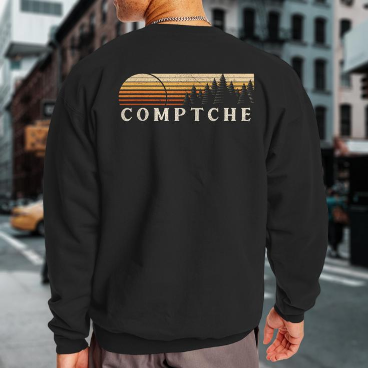 Comptche Ca Vintage Evergreen Sunset Eighties Retro Sweatshirt Back Print