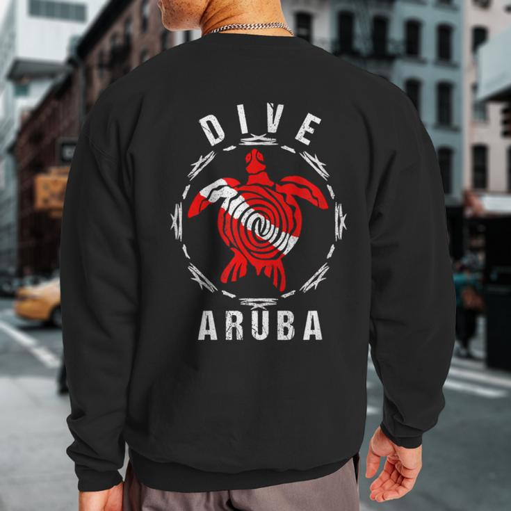 Dive Aruba Vintage Tribal Turtle Sweatshirt Back Print