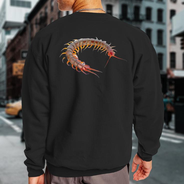 Giant Centipede Pet Lover Creepy Realistic Millipede Sweatshirt Back Print