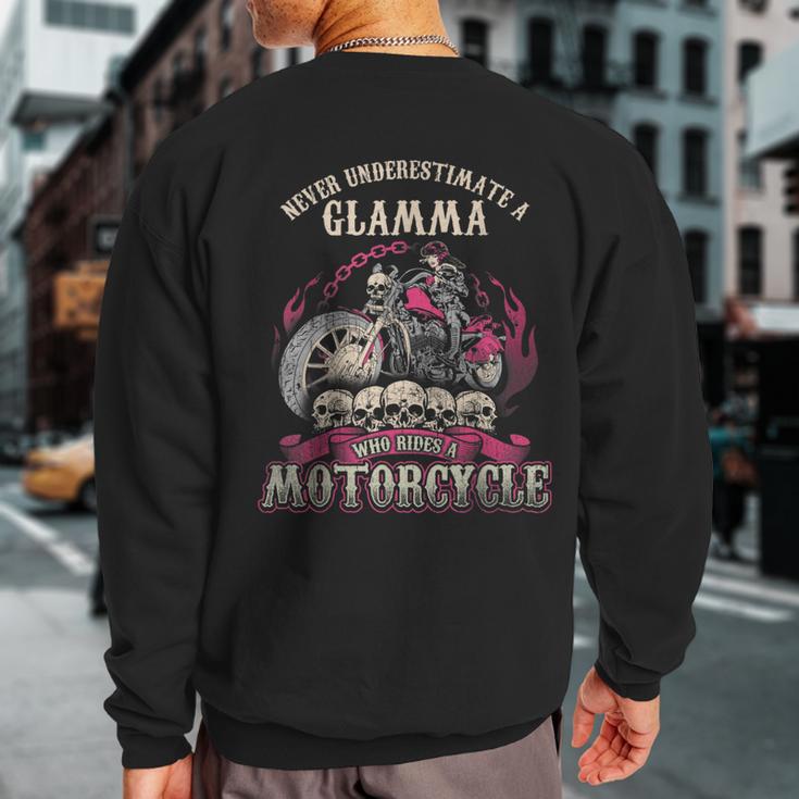 Glamma Biker Chick Never Underestimate Motorcycle Sweatshirt Back Print