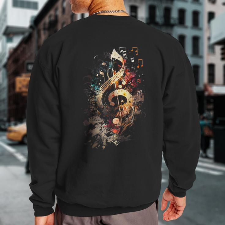 Magical Musical Instrument Music Notes Musician Treble Clef Sweatshirt Back Print