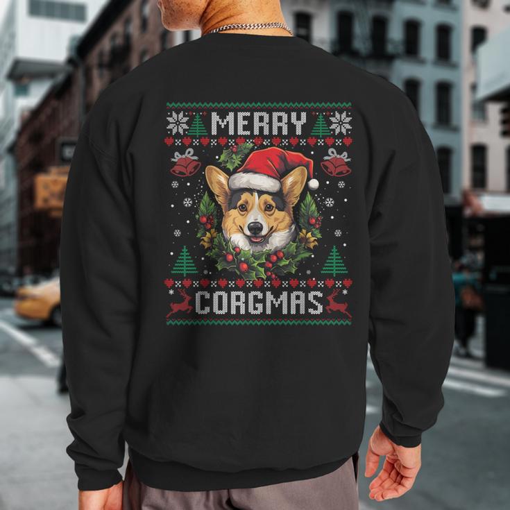 Merry Corgmas Ugly Sweater Corgi Christmas Dog Lover Sweatshirt Back Print