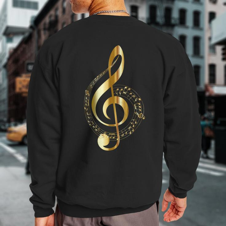 Music Note Gold Treble Clef Musical Symbol For Musicians Sweatshirt Back Print