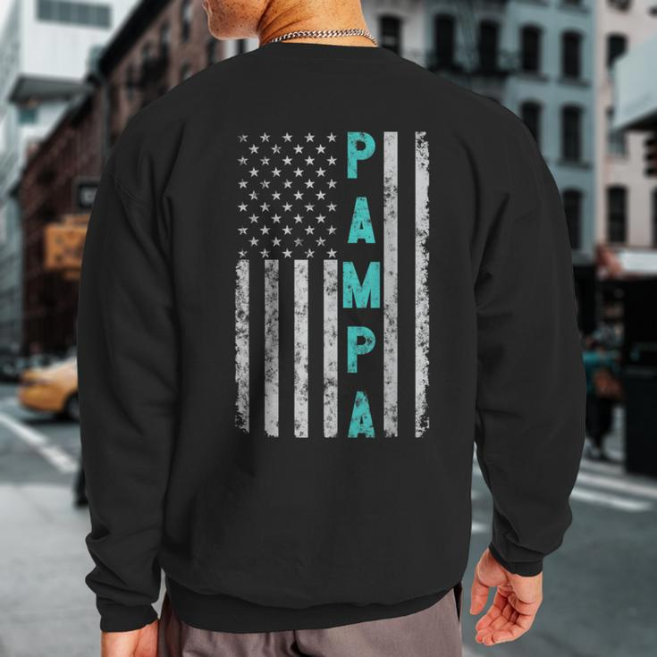 Pampa Fathers Day Vintage Patriotic Distressed American Flag Sweatshirt Back Print