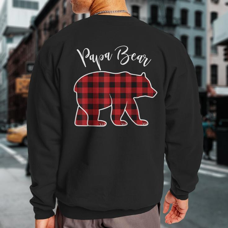 Papa Bear Pajama Red Buffalo Xmas Family Christmas Sweatshirt Back Print