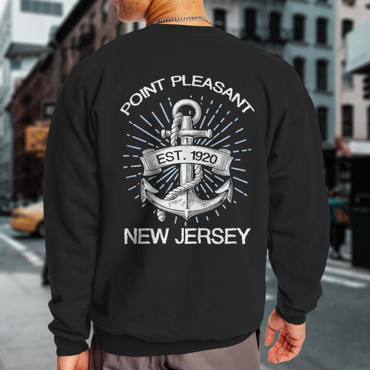 Point Pleasant Nj Vintage Nautical Anchor And RopeSweatshirt Back Print
