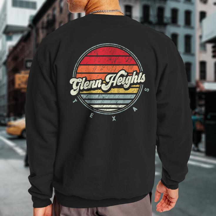 Retro Glenn Heights Home State Cool 70S Style Sunset Sweatshirt Back Print