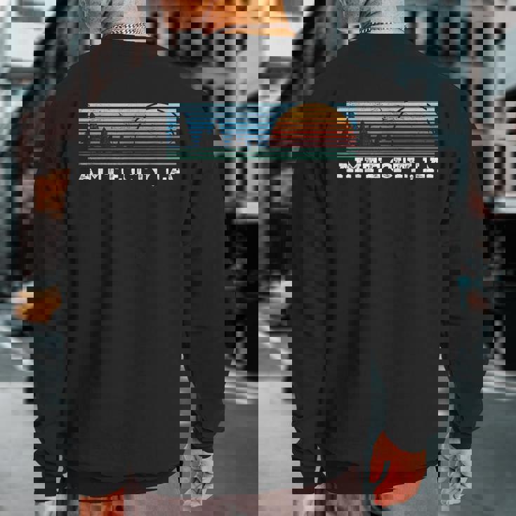 Retro Sunset Stripes Amite City Louisiana Sweatshirt Back Print