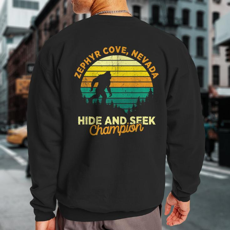 Retro Zephyr Cove Nevada Big Foot Souvenir Sweatshirt Back Print