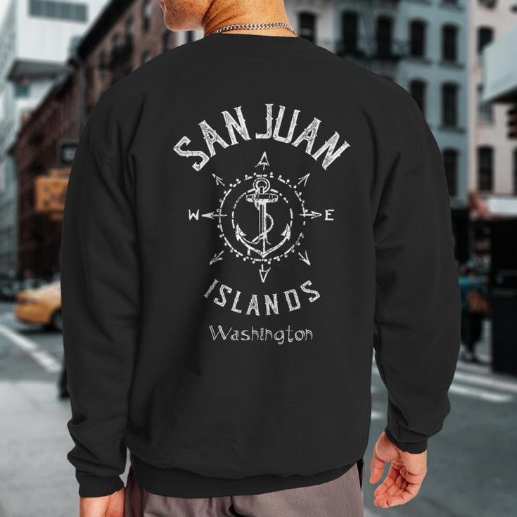San Juan Islands Washington Wa Compass Wind Rose Boating Sweatshirt Back Print