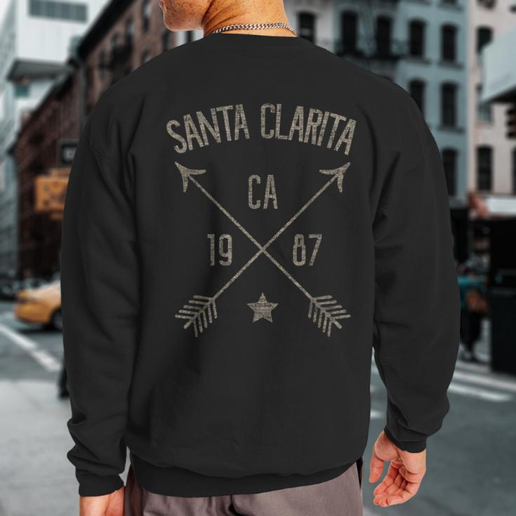 Santa Clarita Ca Vintage Distressed Style Home City Sweatshirt Back Print