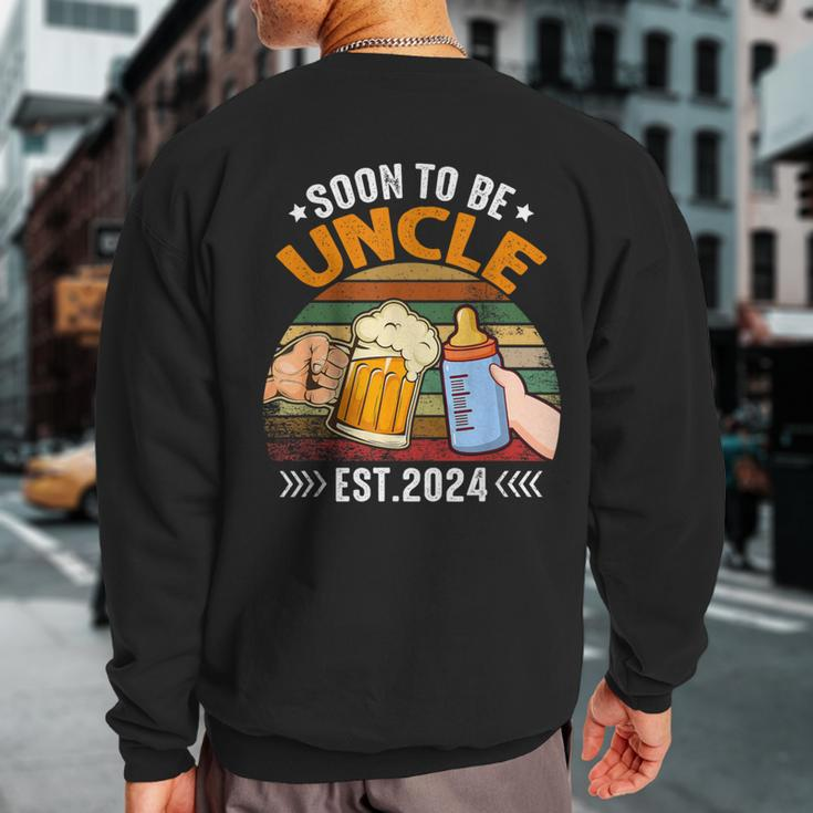 Soon To Be Uncle Again 2024 Pregnancy Announcement Dad Sweatshirt Back Print
