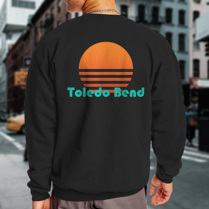 Toledo Bend Louisiana Retro Sunset Sweatshirt Back Print