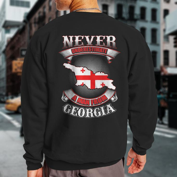 Never Underestimate Georgia Georgia Country Map Sweatshirt Back Print