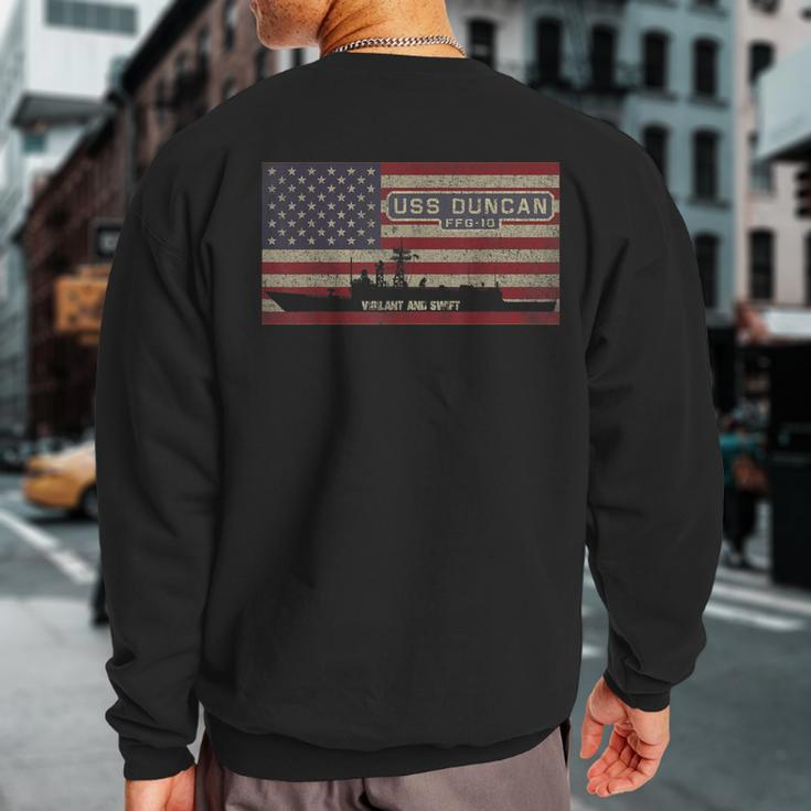 Uss Duncan Ffg-10 Frigate Ship Usa American Flag Sweatshirt Back Print