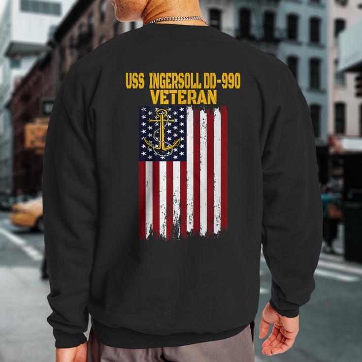 Uss Ingersoll Dd-990 Warship Veterans Day Father's Day Dad Sweatshirt Back Print