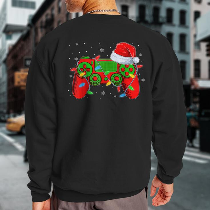 Video Game Controller Christmas Santa Hat Gamer Boys Sweatshirt Back Print
