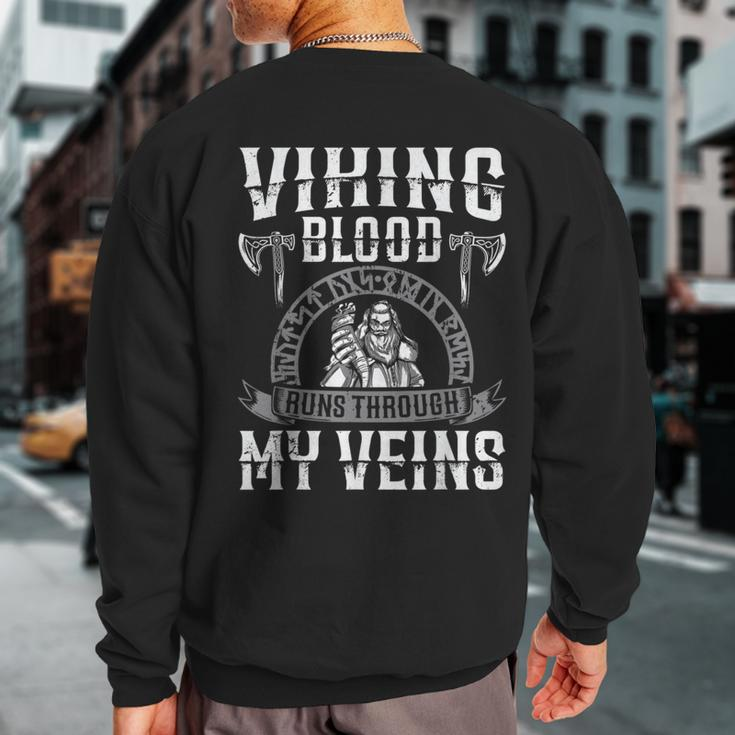 Viking Blood Runs Through My Veins Us Independence Day Ax Sweatshirt Back Print