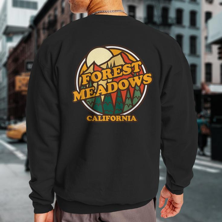 Vintage Forest Meadows California Mountain Hiking Souvenir Sweatshirt Back Print