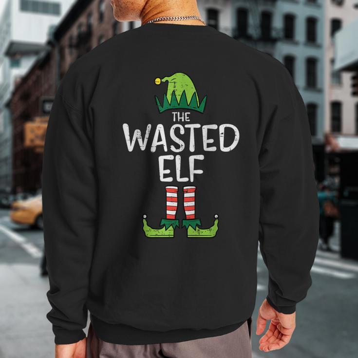 Wasted Elf Xmas Pjs Matching Christmas Pajamas For Family Sweatshirt Back Print