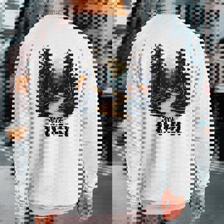 Amite River Retro Minimalist River Amite Sweatshirt Back Print