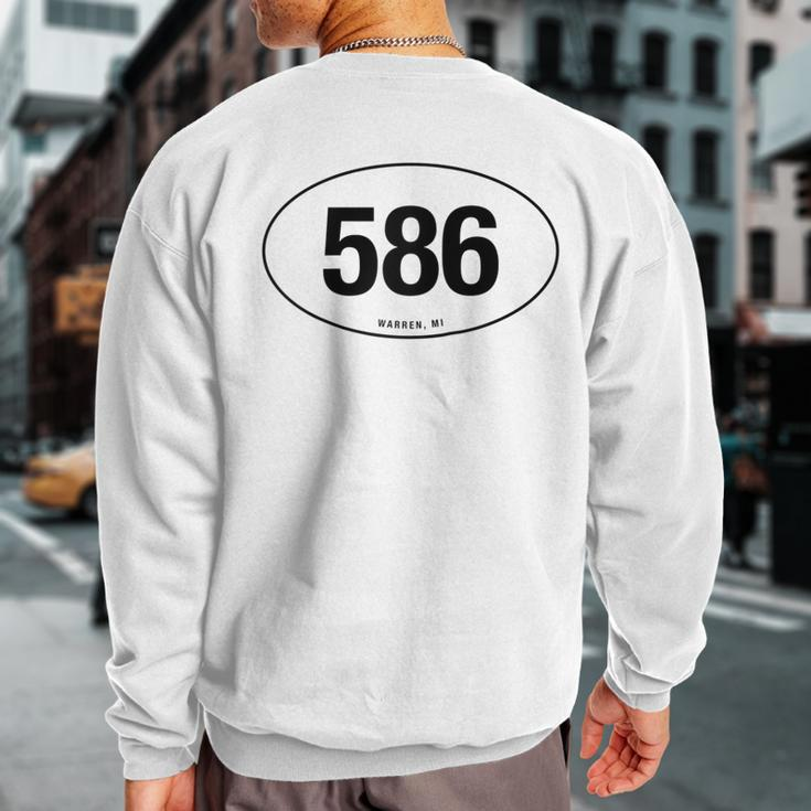 Michigan Area Code 586 Oval State Pride Sweatshirt Back Print