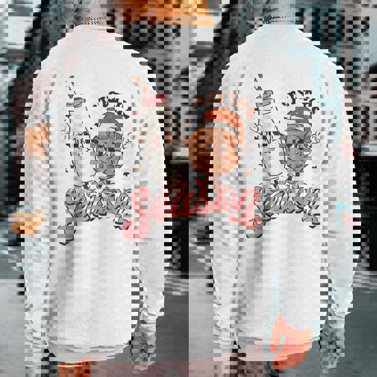 Tis The Season Retro Milk And Cookie Christmas Sweatshirt Back Print