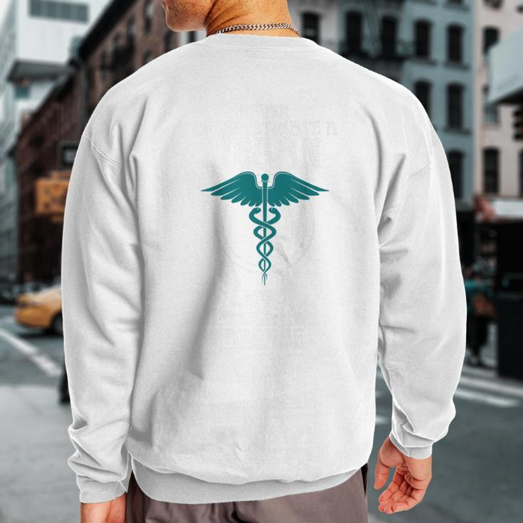 Never Underestimate A Vegan With A Nursing Degree Sweatshirt Back Print