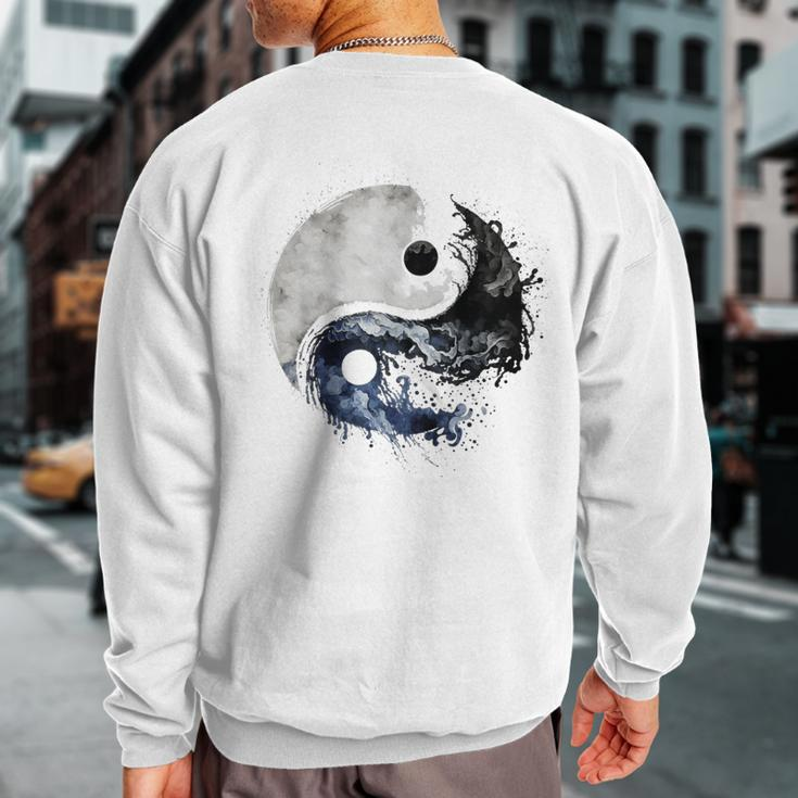 Ying Yang Balance Meditation Water Color Tai Chi Flow State Sweatshirt Back Print