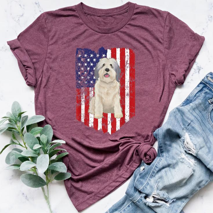 American Flag Polish Lowland Sheepdog 4Th Of July Usa Bella Canvas T-shirt