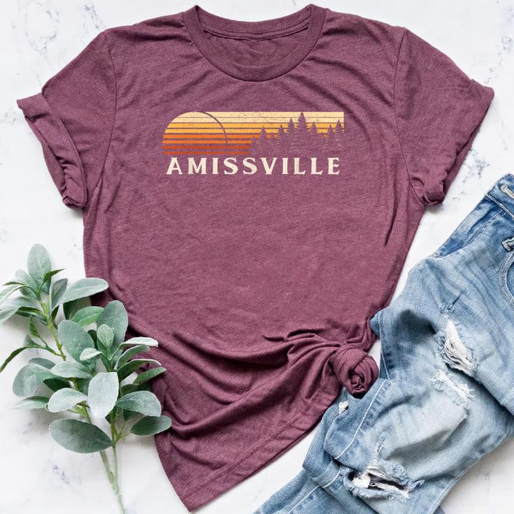 Amissville Va Vintage Evergreen Sunset Eighties Retro Bella Canvas T-shirt