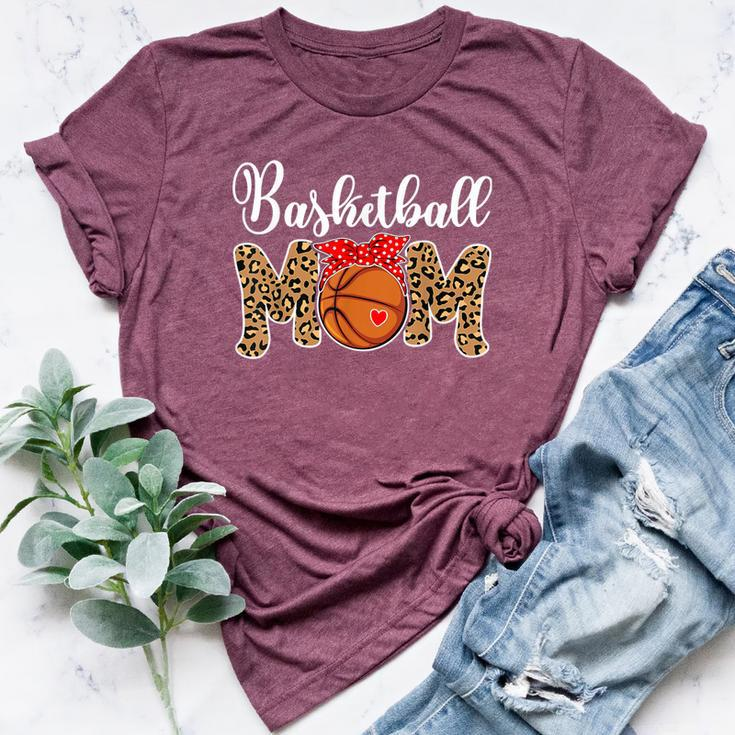 Basketball Mom Leopard Messy Bun Game Day Bella Canvas T-shirt